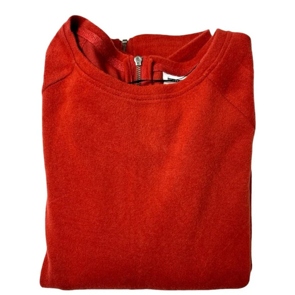 Noisy May Women's XS Crew Neck Sweater Rust Red Back Zipper Cozy Fall Essential - Picture 8 of 12